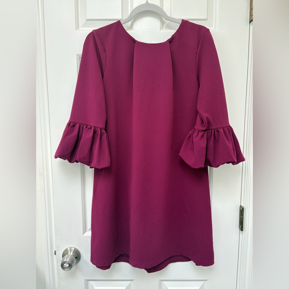 Fuschia Ruffle Sleeve Cocktail Dress